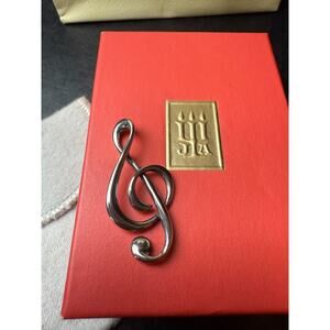 Retired James Avery Floating Treble Clef Music 3D Pendant Sterling Silver